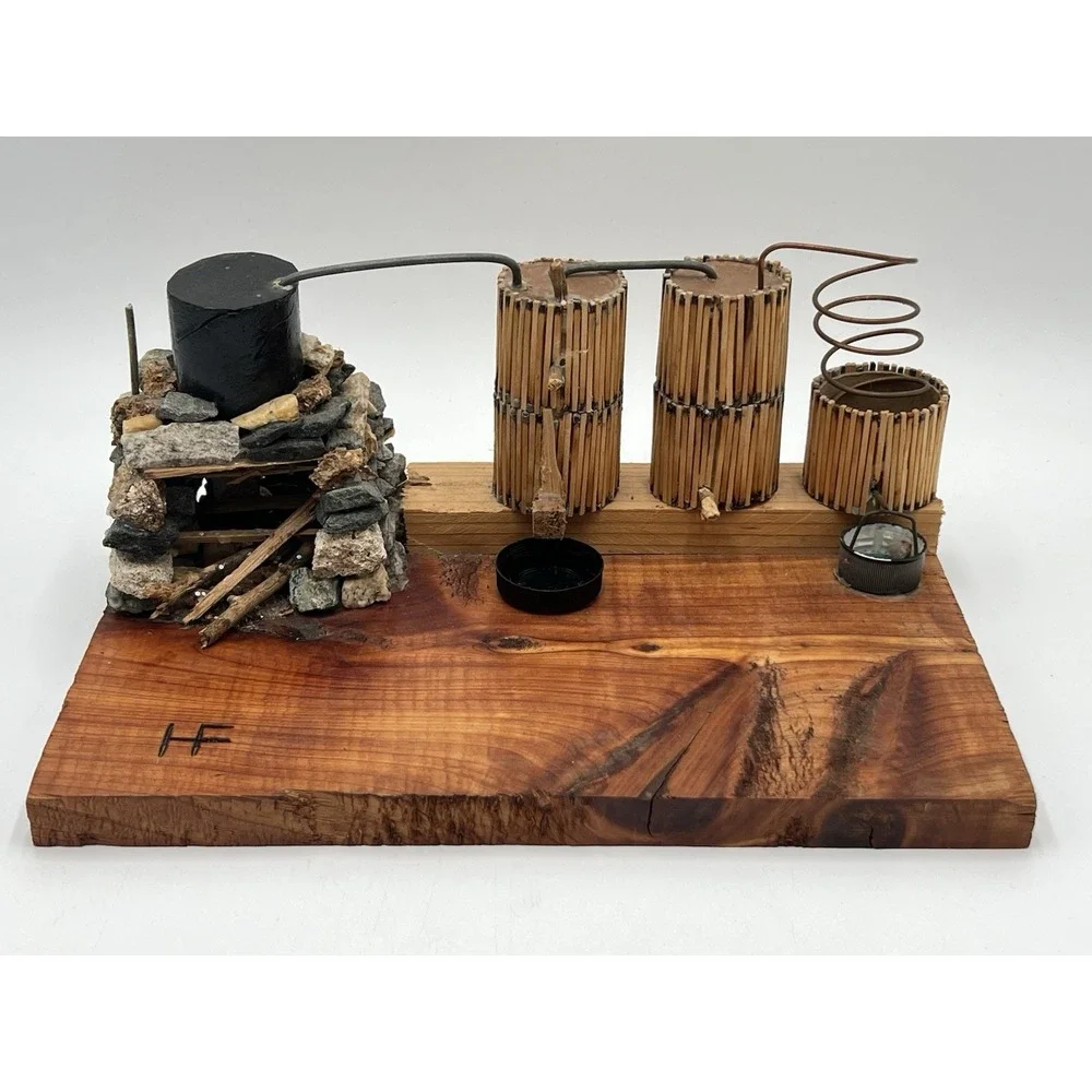Handmade Folk Art Moonshine Still Model Rustic Appalachian Distillery Display
